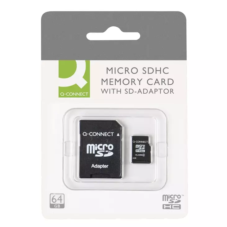 Muistikortti Q-CONNECT Micro SDHC 64 GB Class 10 - Muistitikut, CD-, DVD-levyt - 393571 - 1