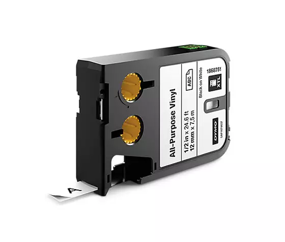 Vinyylitarra DYMO XTL 12 mm x 7,5 m valkoinen/musta - Dymo tarrakirjoittimet ja tarrateipit - 77431 - 1