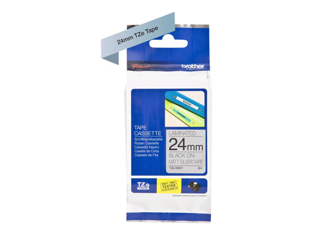Brother 24mm TZeM951 hopea/mustateksti - Brother tarrakirjoittimet ja tarrateipit - TZE-M951 - 1