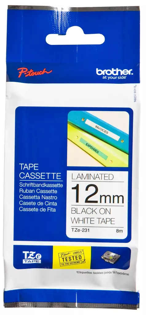 Brother TZ-231 12mm valk/musta tarrakasetti - Brother tarrakirjoittimet ja tarrateipit - TZ-231 - 2