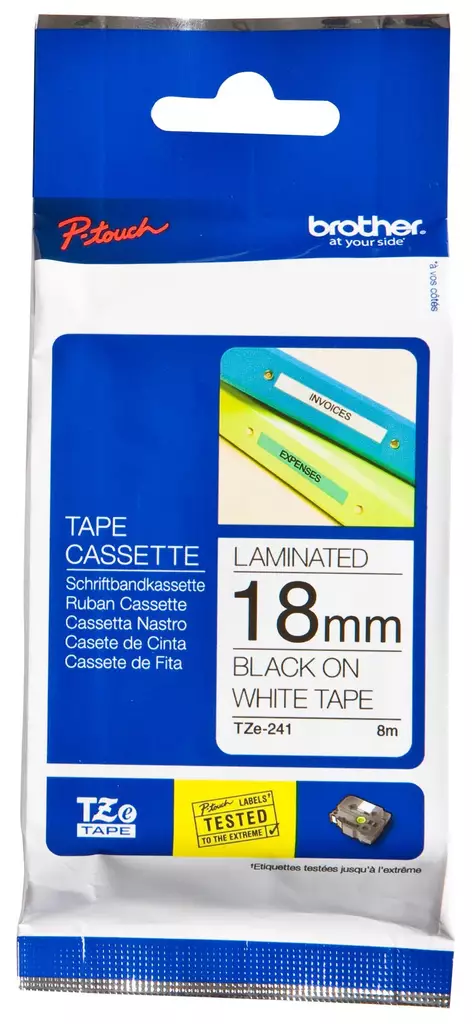 Brother TZe-241 18mm valk/musta tarrakasetti - Brother tarrakirjoittimet ja tarrateipit - TZ-241 - 2