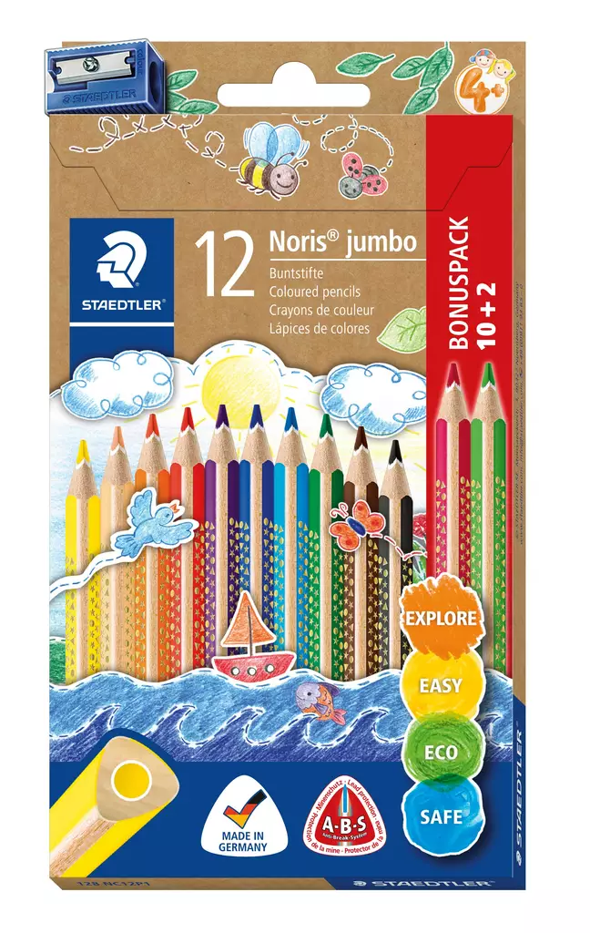 Coloured pencil Noris Jumbo triangular ass (10+2) - Värityskynät - STA128NC12P1 - 1