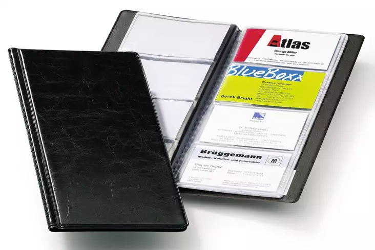 DURABLE KÄYNTIKORTTIKANSIO 96 MUSTA - Käyntikorttitelineet ja -kansiot - 238001 - 2