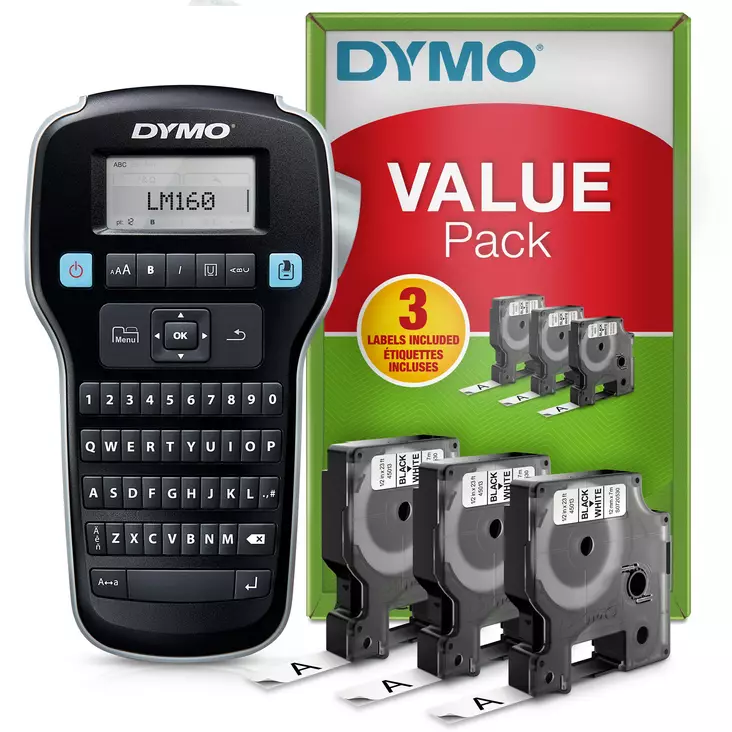 Dymo LabelManager 160 kampanjapaketti + 3x12mm teippi - Dymo tarrakirjoittimet ja tarrateipit - 2181011 - 1