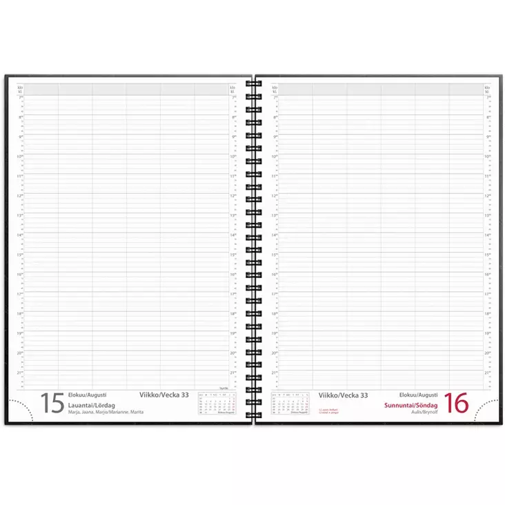 Kalenteri 2026 Aikamuistio musta keinonahkakansi parikierresidottu - Pöytäkalenterit - 398021 - 1