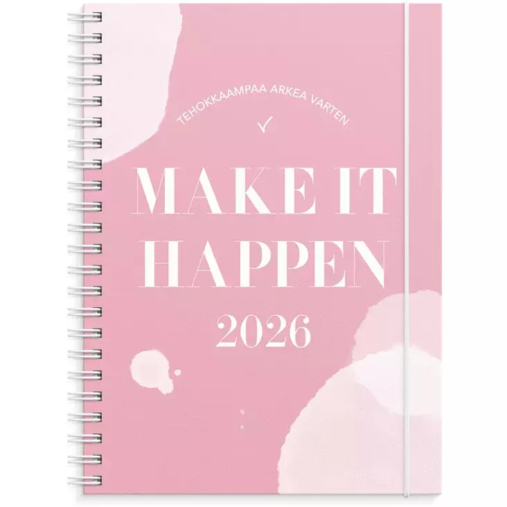 Kalenteri 2026 Make It Happen roosa - Pöytäkalenterit - 398121 - 1