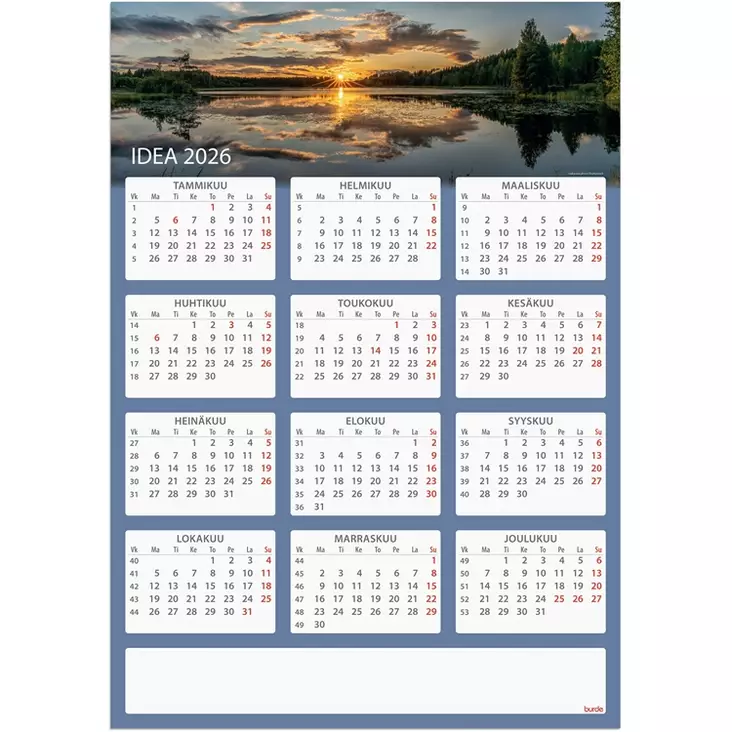 Kalenteri 2026 Seinälehti Idea - Taulukkoalmanakat - 398081 - 1