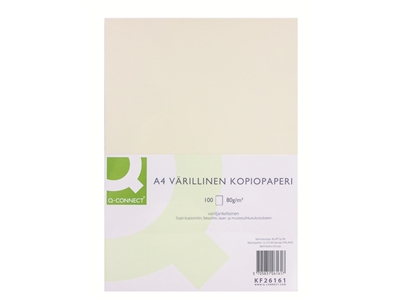 Kopiopaperi Q-Connect A4 80g vaniljankeltainen/100 arkkia - Värilliset tulostuspaperit - 235131 - 1