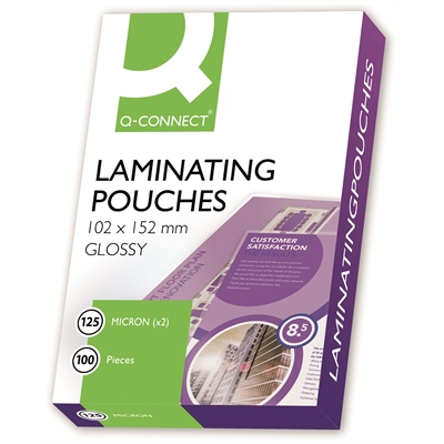 Lamininointitasku Q-Connect 102X152 125mic/100 - Kuumalaminointitaskut - 299421 - 2