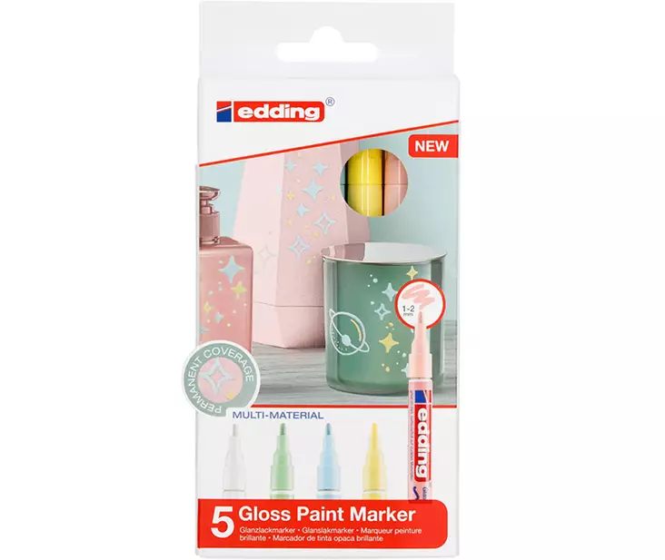Maalikynä Edding 751 Paint Marker 1-2mm 5 väriä - Lasitaulutussit, liidut - 95081 - 1