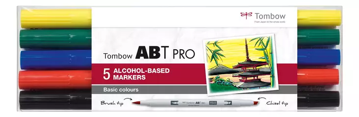Marker alcohol ABT PRO Dual Brush 5P-1 Basic (5) - Taidekynät - TOM17211 - 1