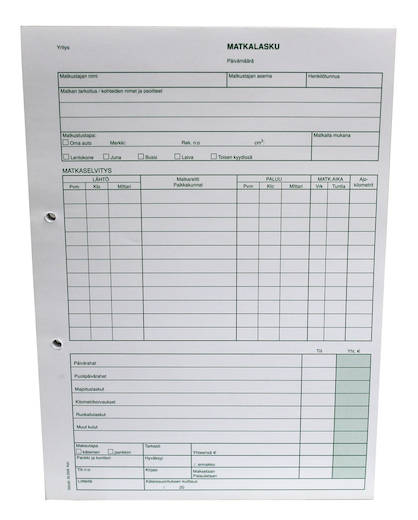 Matkalasku A4/50sivua - Kirjoituspaperit ja lomakkeet, kortistot - 102241 - 1