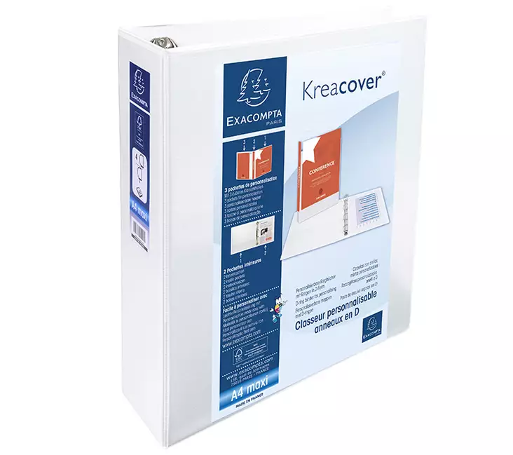 Projektikansio PP A4/90mm 4D-renkainen valkoinen - Kansiot - 13011 - 1