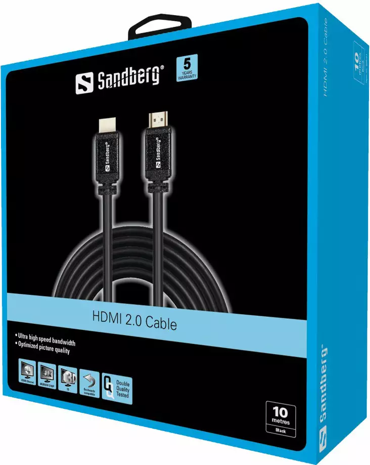 Sandberg HDMI 2.0 19M-19M, 10m - HDMI-kaapelit - 509-01 - 1