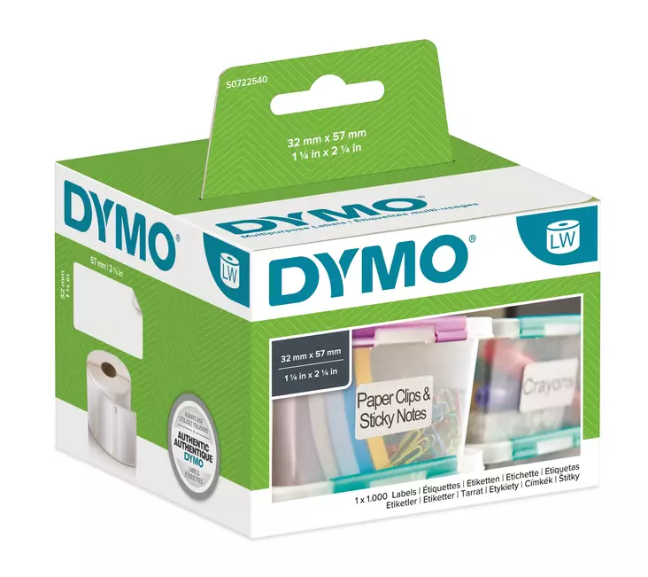 Tarra Dymo LW 57X32mm yleistarra valkoinen - Dymo tarrakirjoittimet ja tarrateipit - 254071 - 2