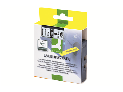 Tarrakasetti Q-Connect 40913 9mm val/mus - Dymo tarrakirjoittimet ja tarrateipit - 254221 - 1