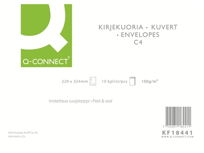 Tarrakuori Q-Connect C4 100g valk/10 sisuspainatus - Kirjekuoret - 240221 - 1