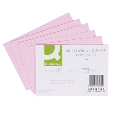 Tarrakuori Q-Connect C6 vaaleanpunainen/10 kpl - Kirjekuoret - 205031 - 1