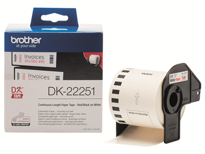Tarrarulla Brother DK-22251 62mm/15,2 m musta ja punainen - Brother tarrakirjoittimet ja tarrateipit - DK-22251 - 1