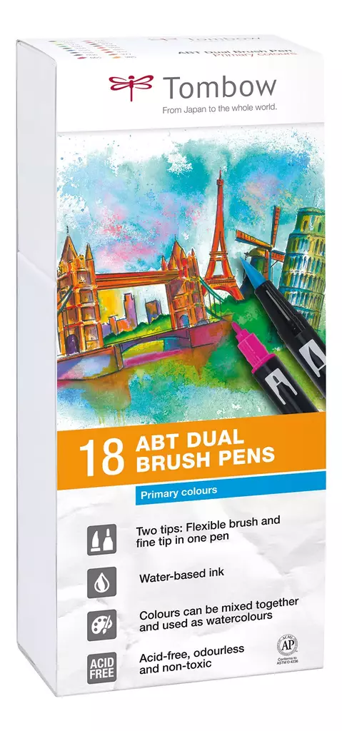 Tombow ABT Dual Brush 18P-1 Basic 1 (18) - Taidekynät - TOM11181 - 1