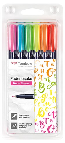 Tombow Brush pen Fudenosuke hard neon ass (6) - Kalligrafiakynät - TOM13121 - 1