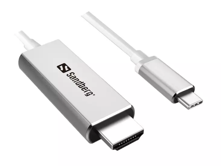 USB-C to HDMI Cable, Silver (2m) - Laturit ja varavirtalähteet - 136-21 - 1