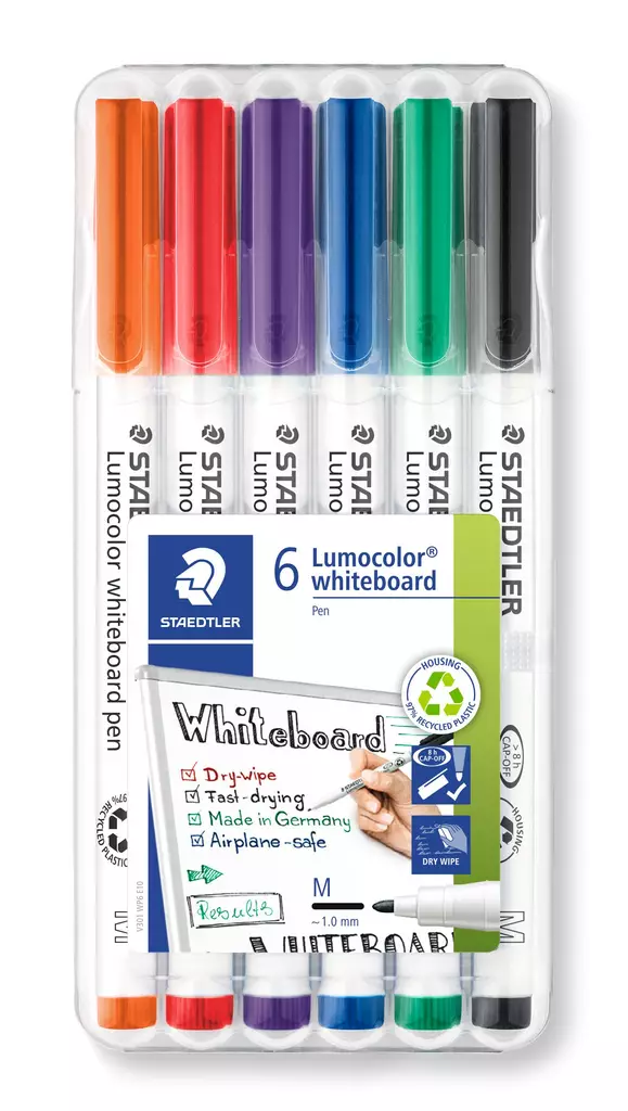 Valkotaulutussi Staedtler 301 6 väriä Lumocolor - Merkkauskynät, -tussit - 570711 - 2