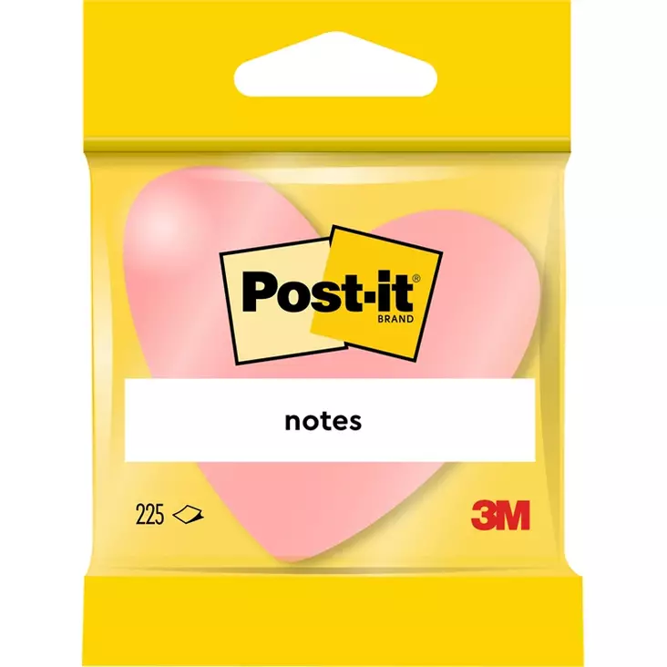 Viestilappu Post-it 2007H sydän 70x70mm pinkki 3 kpl - Viestilaput, muistilaput, kuutiot - 47891 - 1