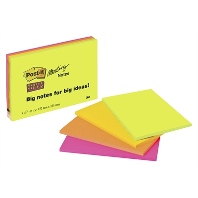 Viestilappu Post-it Super Sticky Meeting notes A6 4KPL - Viestilaput, muistilaput, kuutiot - 236541 - 1