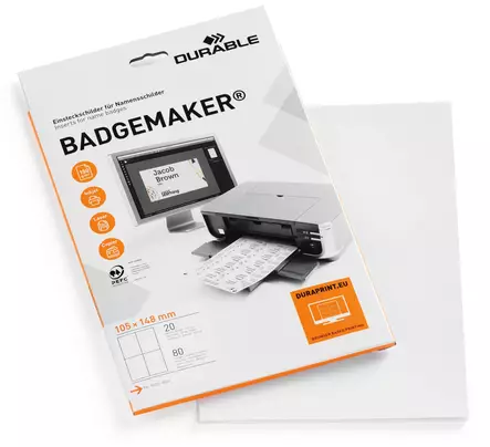 Durable nimikorttipaperi A6 105x148mm 80 kpl - Nimikortit, kongressineulat, kaulanauhat - 142002 - 1