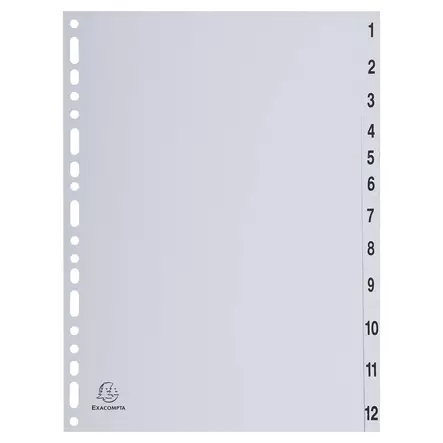 Exacompta hakemisto 1-12 A4 PP valkoinen - Hakemistot, rekisterit - 1912 - 1