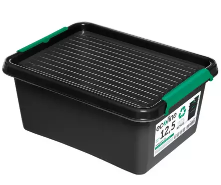 Säilytyslaatikko 12,5L kannella, klipsikiinnitys, kierrätysmuovi - Säilytyslaatikot, -kuutiot - 331522 - 1