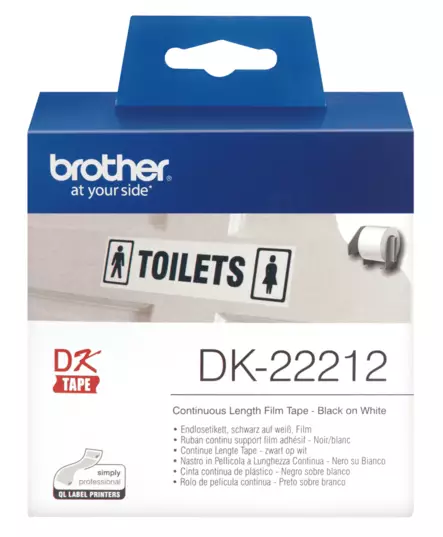 Brotherin alkuperäinen DK22212-rullatarra, musta/valkoinen, 62 mm - Brother tarrakirjoittimet ja tarrateipit - DK-22212 - 2