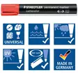 Staedtler Lumocolor 350 huopakynä viisto 2-5 mm permanent punainen - Merkkauskynät, -tussit - STA350-2 - 2