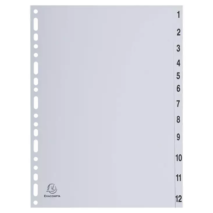 Exacompta hakemisto 1-12 A4 PP valkoinen - Hakemistot, rekisterit - 1912 - 1