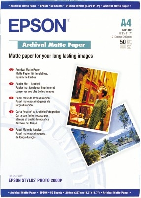 A4 Epson Archival Matte Paper 192g 50ark - Valokuva- ja erikoispaperit - S041342 - 1