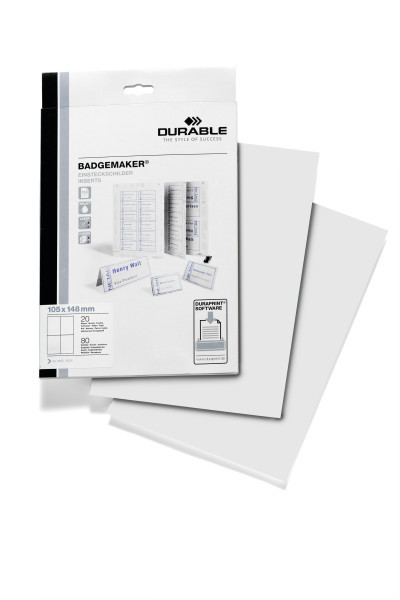 Durable nimikorttipaperi A6 20 kpl - Nimikortit, kongressineulat, kaulanauhat - 142002 - 1