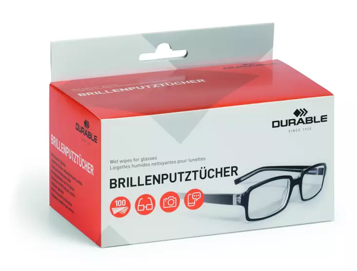 Durable silmälasien puhdistuspyyhkeet, 50 kpl/pkt - Puhdistusliinat ja paineilma - 585302 - 2