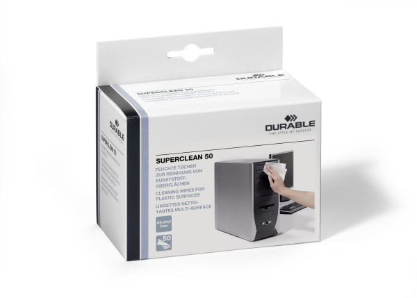 Durable SUPERCLEAN pintapuhdistusliinat, 50 kpl/pkt - Puhdistusliinat ja paineilma - 578802 - 1