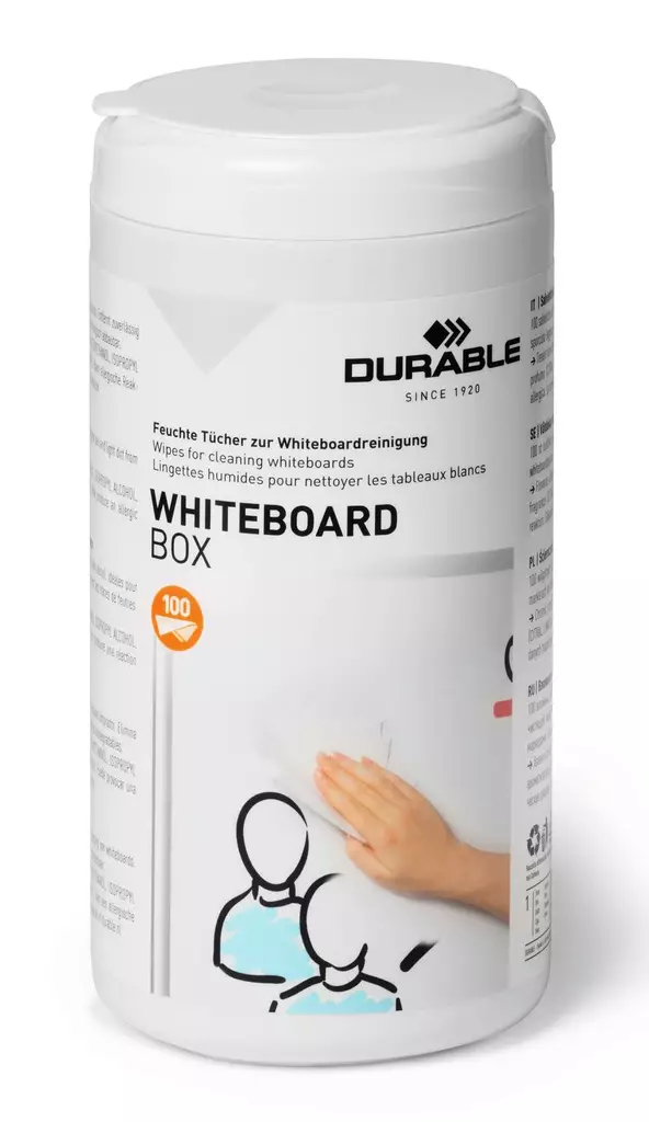 Durable valkotaulu puhdistuspyyhkeet 100kpl - Puhdistusliinat ja paineilma - 575902 - 1