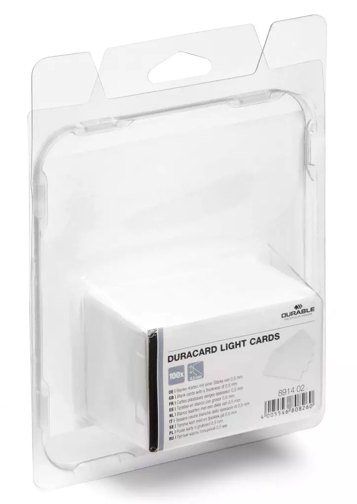DURACARD 0,5mm PVC-kortti 100kpl - Nimikortit, kongressineulat, kaulanauhat - 891402 - 1