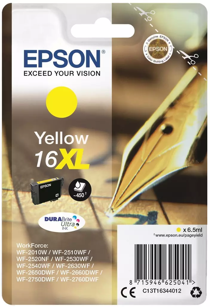 Epson Keltainen 16XL DURABrite Ultra - Epson mustesuihkupatruunat - T16344012 - 1