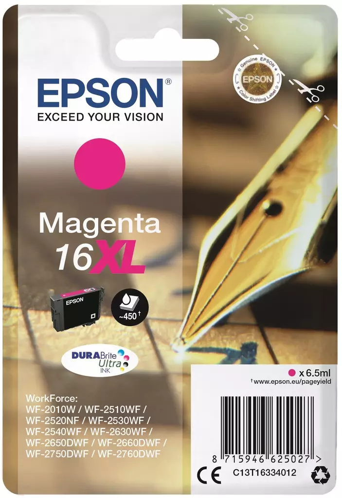 Epson Magenta 16XL DURABrite Ultra - Epson mustesuihkupatruunat - T16334012 - 1