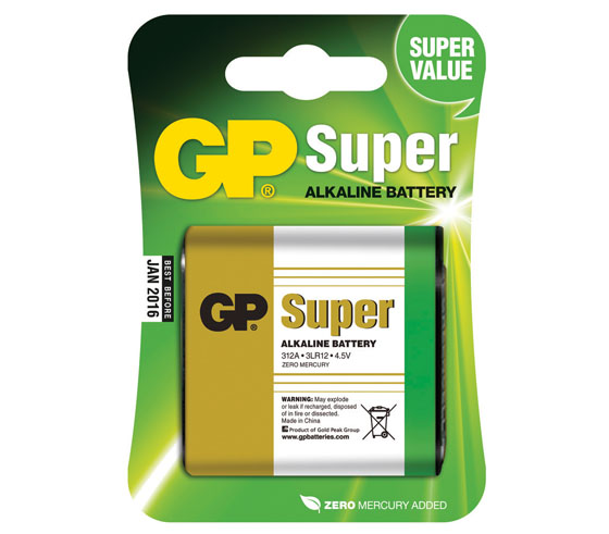 GP SUPER ALKALI 4,5V PARISTO 312A/3LR12 - Paristot, varavirtalähteet - 50902 - 1