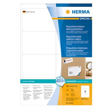 Herma irrotettava tarra 99,1x67,7 (800) - Paperitarra-arkit A5, A4 - HER10312 - 1