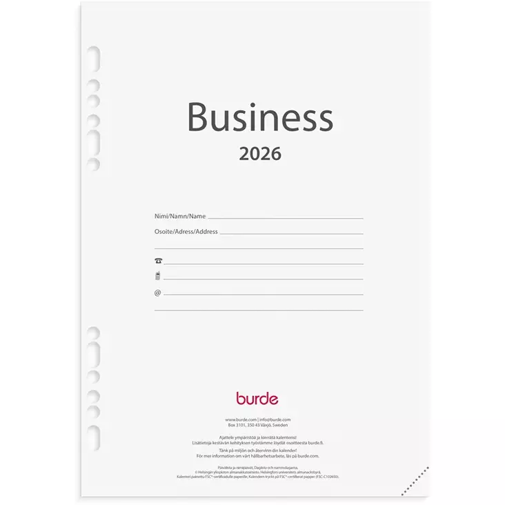 Kalenteri 2026 Business kalenteripaketti 12 kk - Järjestelmäkalenterit - 398132 - 1