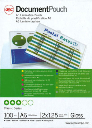 Laminointitasku A6 2x125MIC 100 kpl/ltk - Kuumalaminointitaskut - 179092 - 1