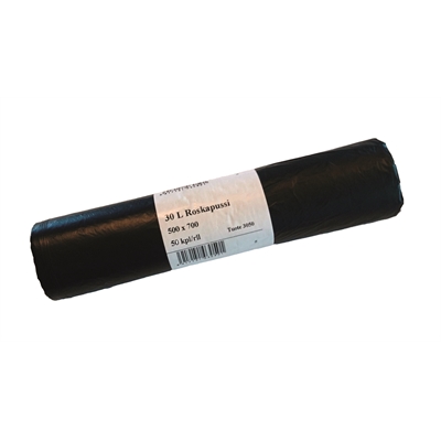 Roskapussi 30L musta/0,011/50kpl/rl 20rl - Jätepussit- ja säkit - 18022 - 2