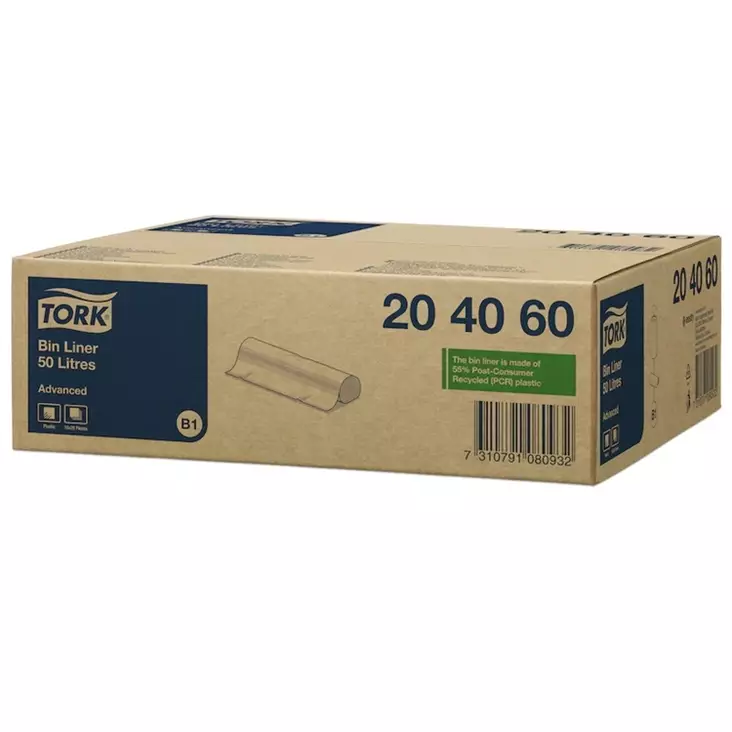 Roskapussi Tork 50l läpinäkyvä B1/25kpl - Jätepussit- ja säkit - 264052 - 1