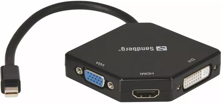 Sandberg Adapter MiniDP>HDMI+DVI+VGA - Muuntimet ja adapterit - 509-12 - 1
